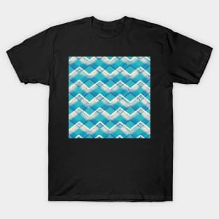 Turquoise Zig Zag Mandala Mix-up with Blue, White and Gold T-Shirt